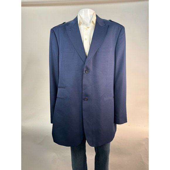 Diamond Threads Military Styled Jacket Size 48L Navy Blue Lined Polyester - Picture 13 of 16